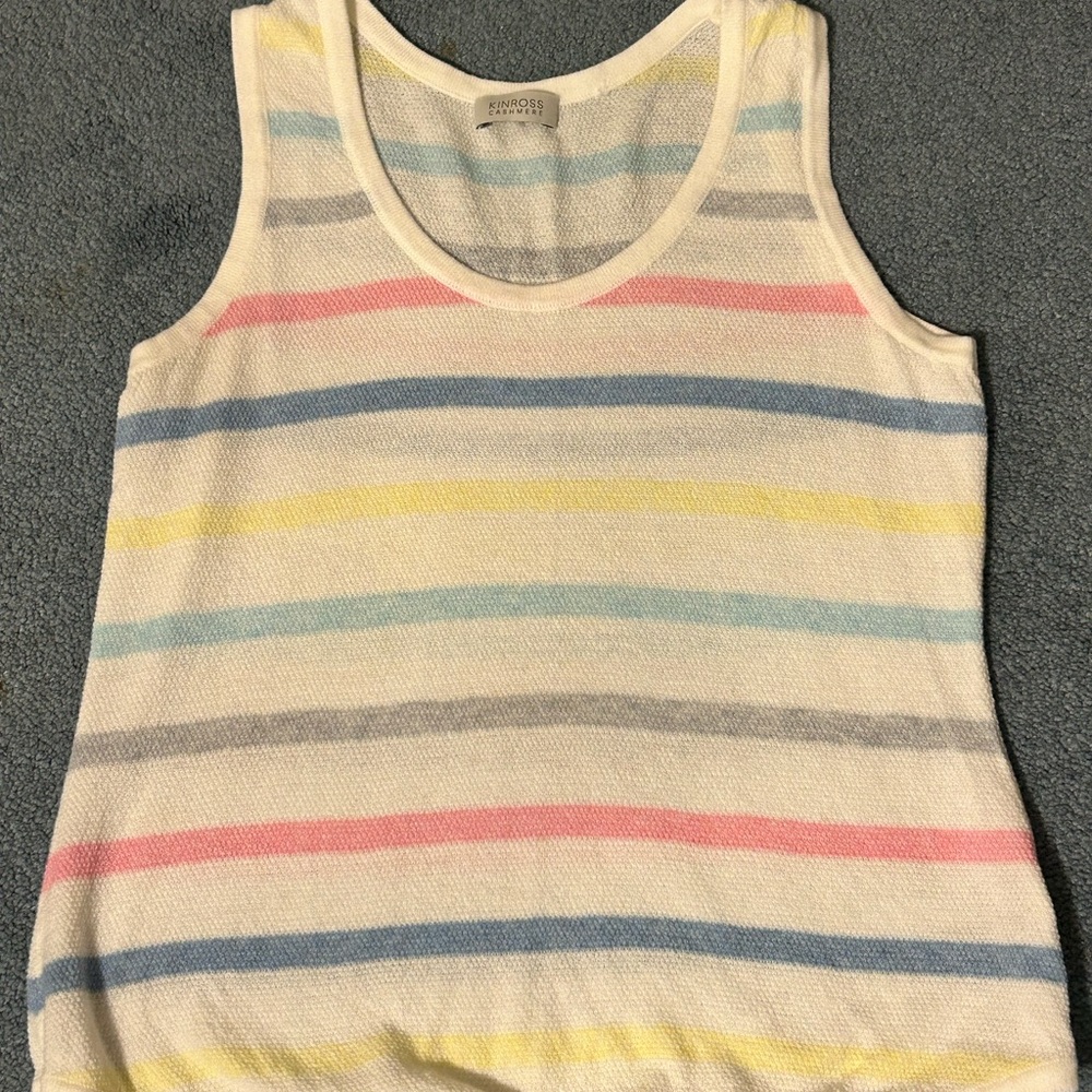 Krincross cashmere lightweight sweater tank multicolor.  pastel colors.